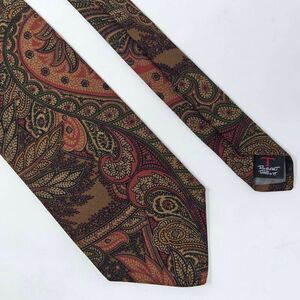 ROBERT TALBOTT YOUNG MANS FANCY SILK TIE BROWN RED GREEN PAISLEY 3.5" X 58"